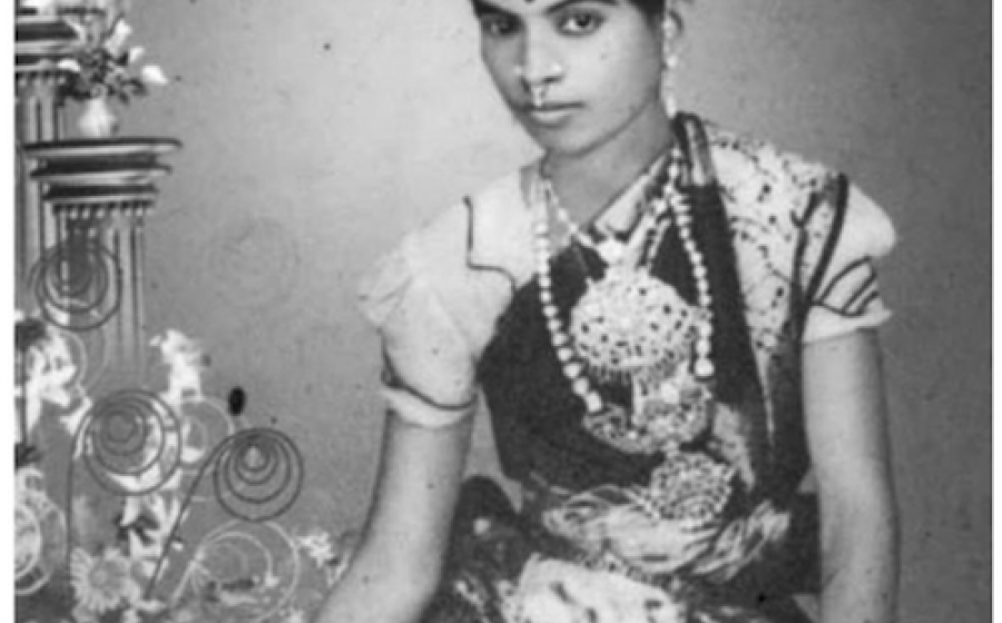 Hereditary Dancer Image 0.1 from Davesh Soneji, Unfinished Gestures/  Tiruvidaimarudur Nagalakshmi, dressed to perform in the Carapentira Pupala Kuravanci in Thanjavur, c. 1940